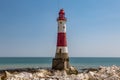 Beachy Head Lighthouse Viewed at Low Tide, on a Sunny Summer\'s Day Royalty Free Stock Photo