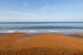 The colourful sand at Whale Chine Beach on the Isle of Wight, on a sunny summer morning Royalty Free Stock Photo