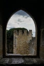 Looking out trough the castle window Royalty Free Stock Photo