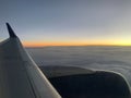 Looking out of the window of an aircraft inflight.