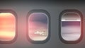 Looking out the Windows of a Plane, at Clouds Royalty Free Stock Photo