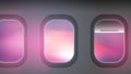 Looking out the Windows of a Plane , Sunset View - Vector Royalty Free Stock Photo