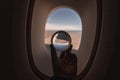 Looking outside an airplane window Royalty Free Stock Photo