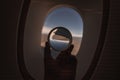 Looking outside an airplane window Royalty Free Stock Photo