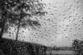 Looking outside of a windshield on a rainy day