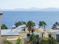 Looking over Spanish Roof Tops to the Sea and beyond Royalty Free Stock Photo