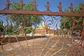 Bagan pagoda through gate Royalty Free Stock Photo