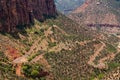 View of winding roads at Zion National Park Utah Royalty Free Stock Photo