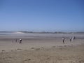 Looking south along Beadnell Bay with the early morning Sea Mist burning off as the Visitors arrive. Royalty Free Stock Photo