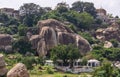 Looking south from Nandi Monolith temple on house, Hampi, Karnataka, India