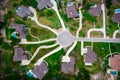 looking straight down above New houses in Cul De Sac