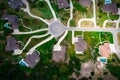looking straight down above New houses and homes above suburb neighborhood Royalty Free Stock Photo