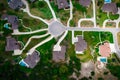 looking straight down above New houses and homes above suburb neighborhood Royalty Free Stock Photo