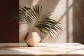 Elevate your design with this sophisticated top view of an empty white marble stone counter table background, AI