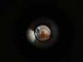 Looking to the hall in a house via peephole. Royalty Free Stock Photo