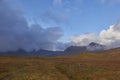 Looking to the south of Rannoch Moor, with dark low clouds hiding the mountain tops.