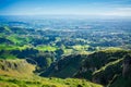 Looking from the top of Te Mata Peak over Te Mata Hills and colourful autumn valley. Beautiful autumn day near Hastings, Hawkes Royalty Free Stock Photo