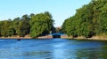 The blue bridge over the river Foss at the confluence with the river Ouse in the centre of York, Northern England Royalty Free Stock Photo