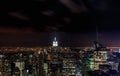 Sundown from the top of the rock - Empire State Building lit in the centre left of the frame - in colour Royalty Free Stock Photo