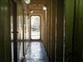 looking towards the exit door The passageway inside the naval warships Royalty Free Stock Photo