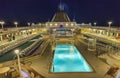 Cruise ship pool deck at night Royalty Free Stock Photo