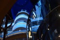 Looking up towards the upper decks  on a Royal Caribbean Cruise ship. Royalty Free Stock Photo