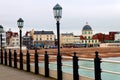 Looking at the town of Worthing from its pier. Royalty Free Stock Photo