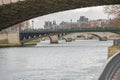 Looking under several bridges of the Seine