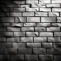 Black and white texture brick wall background close-up with copy space for design, AI generated