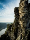 Looking up at a Bastei view point, Germany