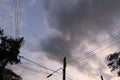 Looking up at the black sky clouds at dusk images for nature backgrounds.