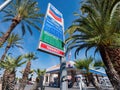 Looking up of the Chevron gasoline price sign