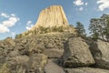 Looking up at Devils Tower