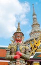 Looking up at giant statue at Grand palace, Temple of the Emeral