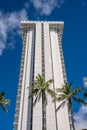 Looking up at a hotel on Kalakaua Ave Royalty Free Stock Photo