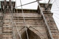 Looking up at the Iconic Brooklyn Bridge