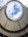 Looking Up Inside a Massive Industrial Cooling Tower Royalty Free Stock Photo