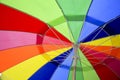 Looking up inside a Multicoloured Umbrella