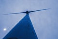 Looking up at a large windmill wind turbine Royalty Free Stock Photo