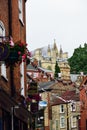 Looking up at Lincoln Cathedral from steep Hill Royalty Free Stock Photo