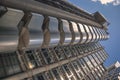 Looking up at the Lloyds of London building in the City of London