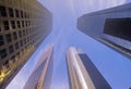 Looking up at Los Angeles office towers, Los Angeles, California Royalty Free Stock Photo