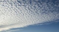 Looking Up at Mackerel Sky with Small Clouds Above Blue Sky Royalty Free Stock Photo