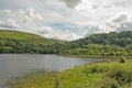 Looking up at the main dam in the Elan valley of Wales. Royalty Free Stock Photo