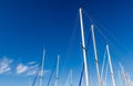 Looking up at the mainmasts of a yacht. Royalty Free Stock Photo