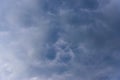 Looking up at Mammatus Clouds in the summer evening sky, background in Poltava, Ukraine Royalty Free Stock Photo