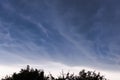 Looking up at Mammatus Clouds in the summer evening sky Royalty Free Stock Photo