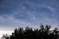 Looking up at Mammatus Clouds in the summer evening sky Royalty Free Stock Photo