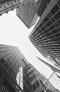 Looking up at Manhattan buildings, black and white picture, New York City, USA Royalty Free Stock Photo