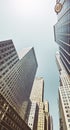 Looking up at Manhattan buildings, NYC Royalty Free Stock Photo